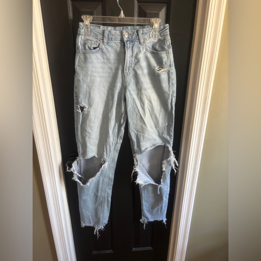 Distressed Curvy Mom Jean